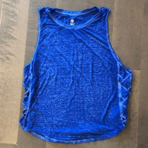 Gaiam Blue Tank with Criss Cross Side Panels